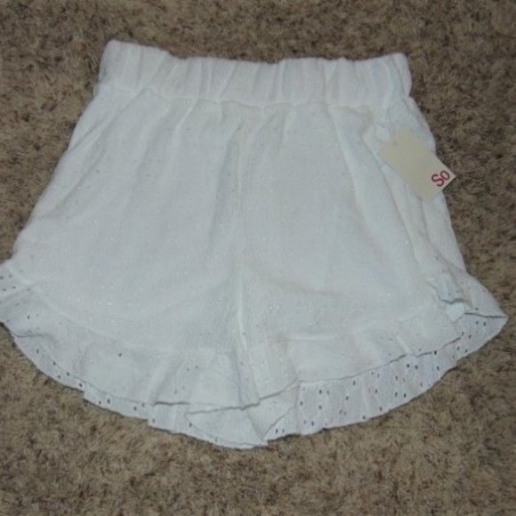 Womens Eyelet Shorts SO White Knit Medium Lightweight Elastic Waist Jr Girls - Picture 2 of 5